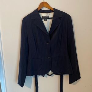 Banana Republic Navy Pinstriped blazer optional belt tie closure